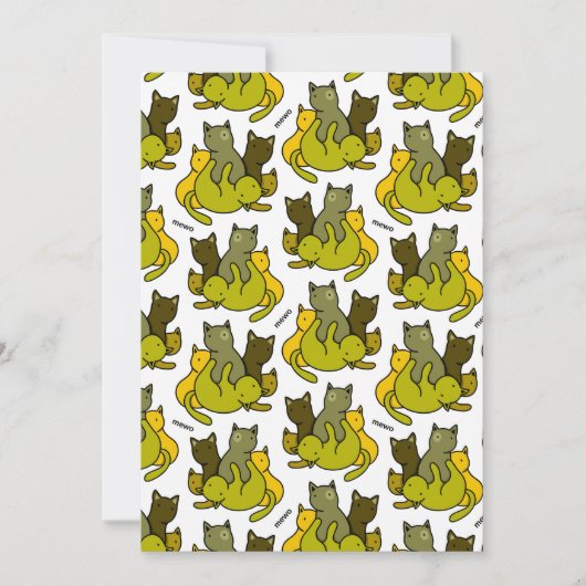 フラットアナウンスカードオリーブ子猫 案内状 (正面)