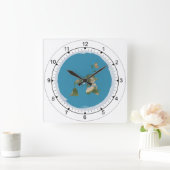 フラットアースマップディスククロック スクエア壁時計 (ホーム)