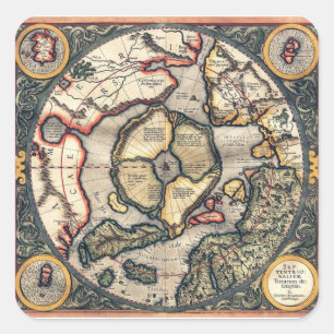 フラットアースマップ磁気バンパーステッカー スクエアシール