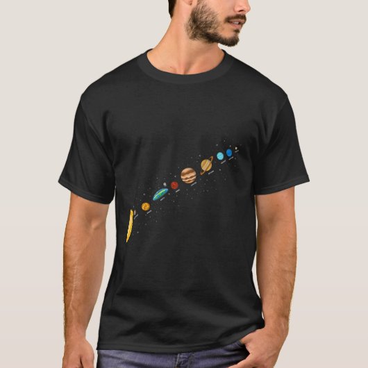 フラットアース信太陽の信者のシステムビュー Tシャツ (正面)