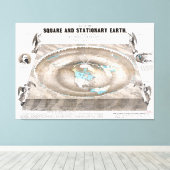 フラットアース地図 キャンバスプリント (インサイチュ (ウッドフロア))