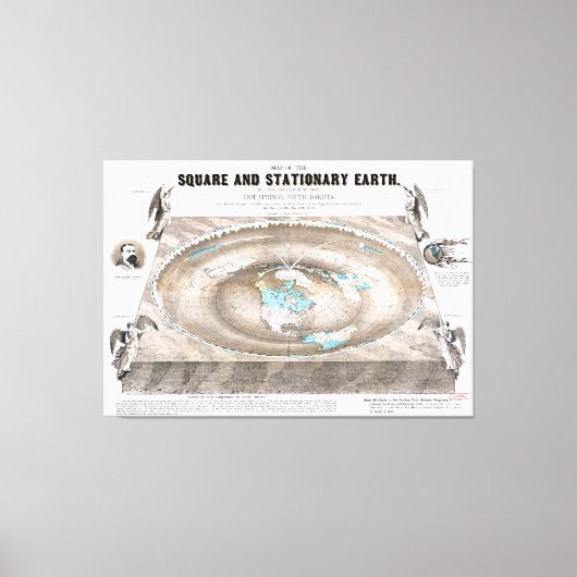 フラットアース地図 キャンバスプリント (正面)