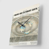 フラットアース地図 スクエア壁時計 (傾斜)