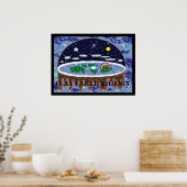 フラットアース理論ポップ・アートのアートポスター ポスター (キッチン)