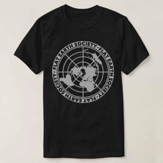 フラットアース・ソサエティFlat Earth陰謀科学F Tシャツ (デザイン正面)