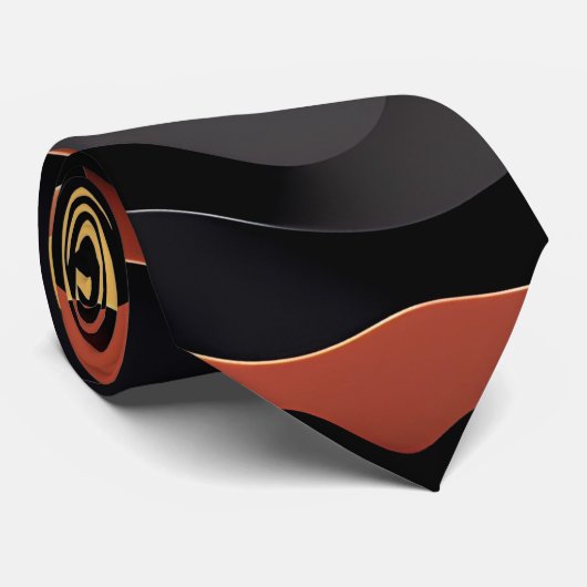 フラットウェーブイエローブルーレトロ幾何学的パターン ネクタイ (ロール)