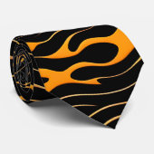 フラットウェーブイエローモノクロパターン ネクタイ (ロール)