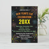 フラットカラフルニューイヤーズ大晦日パーティの招待状 招待状 (スタンド正面)