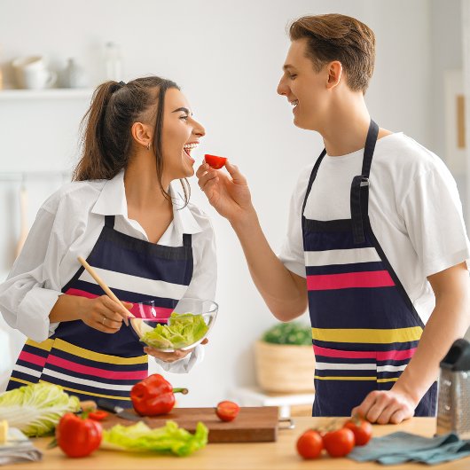 フラットカラーストライプ エプロン