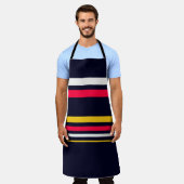 フラットカラーストライプ エプロン (着用した状態)