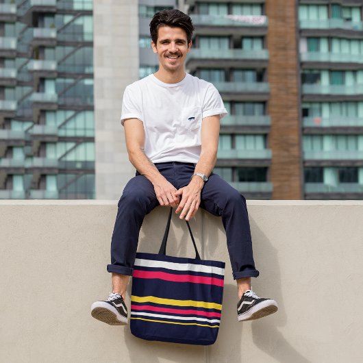 フラットカラーストライプ トートバッグ