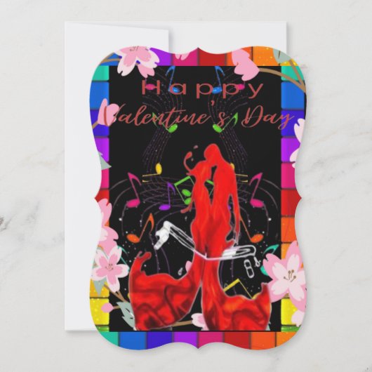 フラットカードバレンタイン、デイ、Tシャツ、愛、幸せ、 (正面)