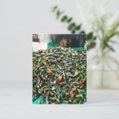 フラットカード販売用の緑色のリップ付きムール貝 (スタンド正面)