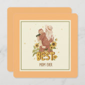 フラットカード「お母さんと娘のひまわり咲き」 (正面/裏面)