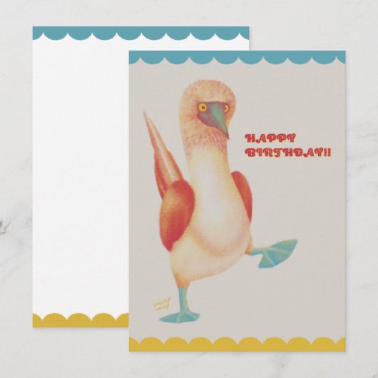 フラットカード バースデー Birthday Card -Blue-footed Boody- (正面/裏面)
