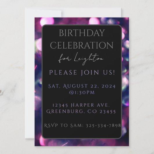 フラットカード、ベリースパークルダーク (正面)