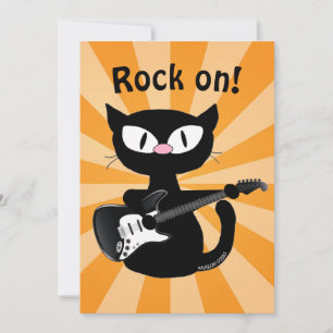 フラットカード - ロックオン！ギター好きの猫