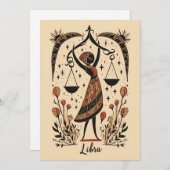 フラットカード – 天秤座〔占星術の〕十二宮図アート シーズンカード (正面/裏面)