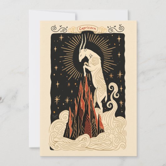 フラットカード – 山羊座天空〔占星術の〕十二宮図アート シーズンカード (正面)