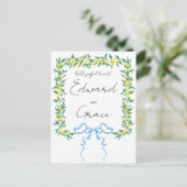 フラットカード 黄色い野生の花の結婚式の招待状 ポストカード (スタンド正面)