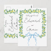 フラットカード 黄色い野生の花の結婚式の招待状 ポストカード (正面/裏面)