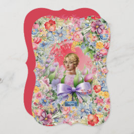 フラットカード 10枚 赤（カメオ ガーデン） RFPMDesigns ©️2024 招待状