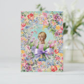 フラットカード 1 ターコイズ（カメオ ガーデン）RFPMデザイン©️2024 招待状 (スタンド正面)