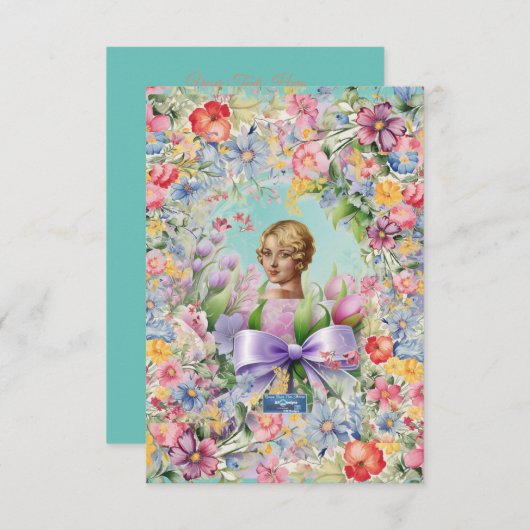 フラットカード 1 ターコイズ（カメオ ガーデン）RFPMデザイン©️2024 招待状 (正面/裏面)