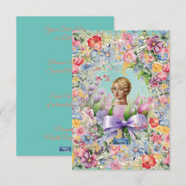 フラットカード 1 ターコイズ（カメオ ガーデン）RFPMデザイン©️2024 招待状