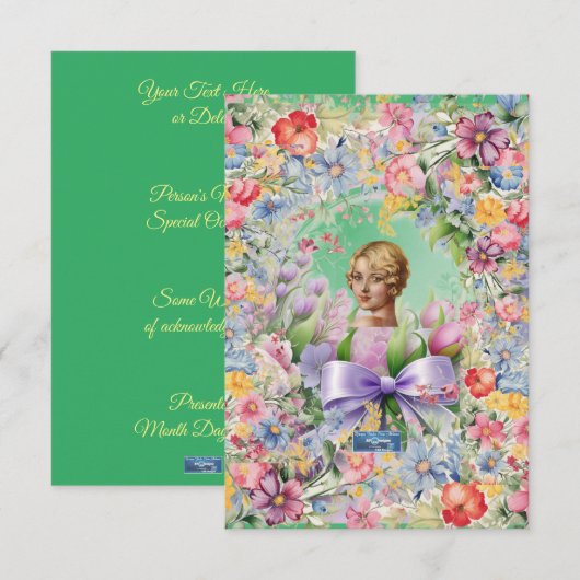 フラットカード 1 L-グリーン（カメオガーデン）RFPMデザインズ©️2024 招待状 (正面/裏面)