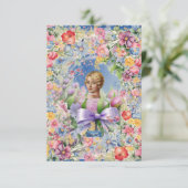 フラットカード 1 M-ブルー（カメオ ガーデン） RFPMデザインズ©️2024 招待状 (スタンド正面)