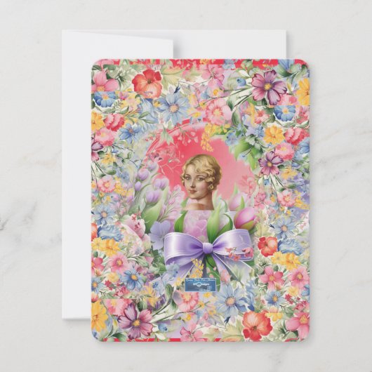 フラットカード 2 レッド（カメオ ガーデン） RFPMDesigns ©️2024 招待状 (正面)