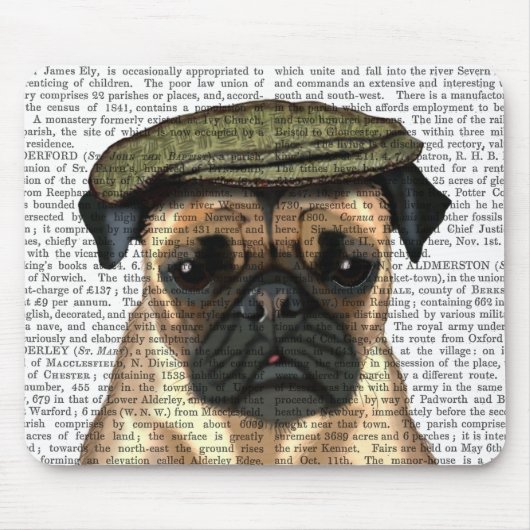 フラットキャップにパグ マウスパッド (正面)