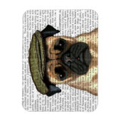 フラットキャップにパグ マグネット (縦)