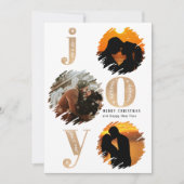 フラットクリスマスエレガント金ゴールドモダン金ゴールド3写真 シーズンカード (正面)