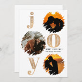 フラットクリスマスエレガント金ゴールドモダン金ゴールド3写真 シーズンカード (正面/裏面)