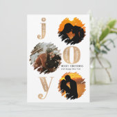 フラットクリスマスエレガント金ゴールドモダン金ゴールド3写真 シーズンカード (スタンド正面)