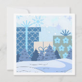 フラットクリスマスカード雪のギフト サンキューカード (裏面)