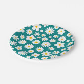 フラットグモダンラフィックデイジーティール(緑がかった色)ブルー ペーパープレート (アングル)