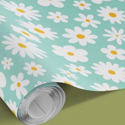 フラットグモダンラフィックデイジーロビンの卵Any大事な行事 ラッピングペーパー