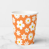 フラットグラフィックモダンデイジーオレンジ 紙コップ (裏面)