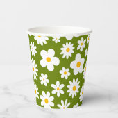 フラットグラフィックモダンデイジーグリーン 紙コップ (裏面)