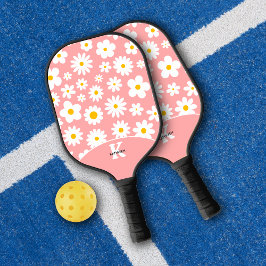 フラットグラフィックモダンデイジーピンク ピックルボールラケット