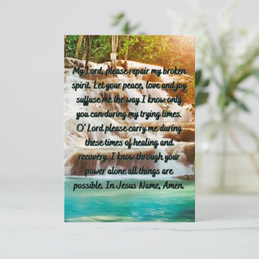 フラットグリーティングカードを修復するための祈りの言葉 カード (スタンド正面)