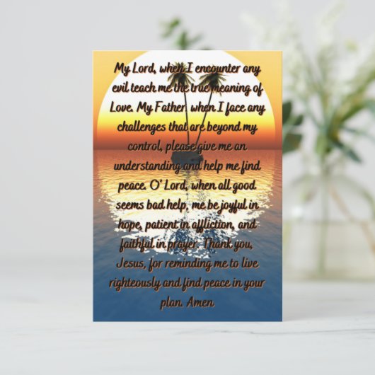 フラットグリーティングカードを再校正するための祈りの言葉 カード (スタンド正面)