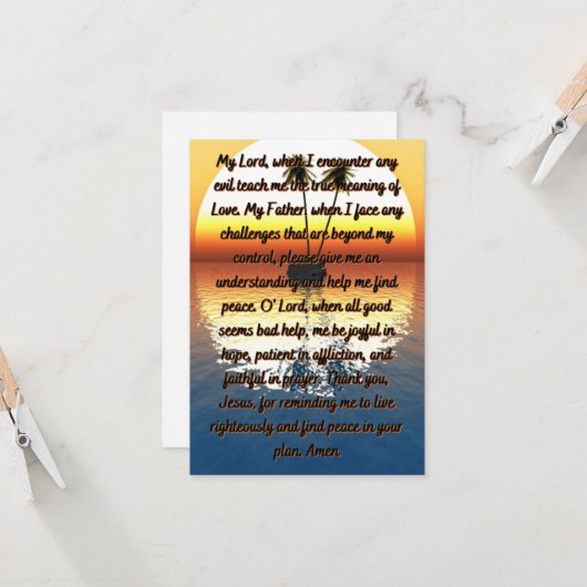 フラットグリーティングカードを再校正するための祈りの言葉 カード (正面/裏面インサイチュ)