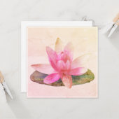フラットグリーティングカード:ピンクロータス カード (正面/裏面インサイチュ)
