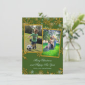 フラットグリーンと金ゴールドクリスマスフォトカード シーズンカード (スタンド正面)