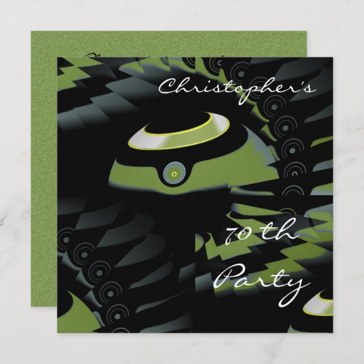 フラットグリーンボウルズ 誕生日 招待状 (正面/裏面)