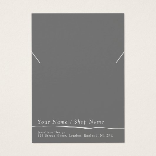 フラットグレーミニマルネックレス/ブレスレット表示カード (正面)